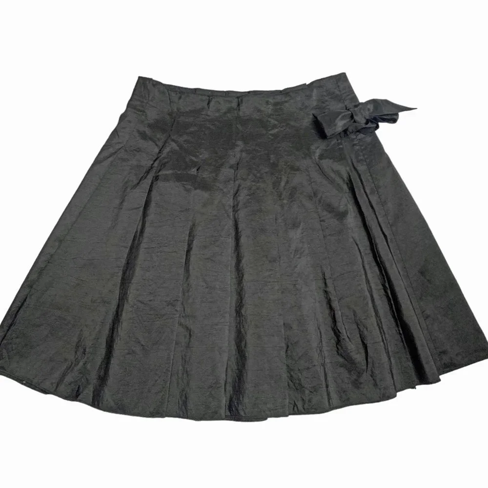 ATELIER Black Pleated A‎ Line  Wrap Skirt